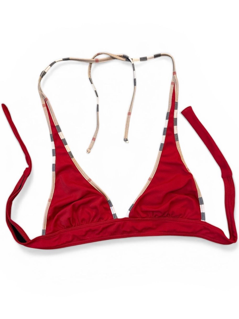 Burberry Iconic Red & Plaid Triangle Bikini Top | Size Small - Picture 3 of 12
